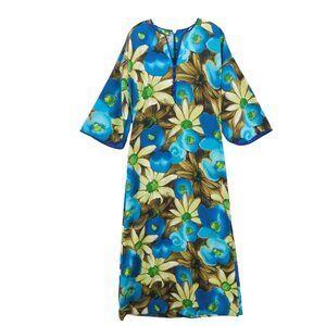 HAWAIIAN FASHIONS Laui Kai Vintage Maxi Dress Kaftan Floral Sz 16 Todays Medium